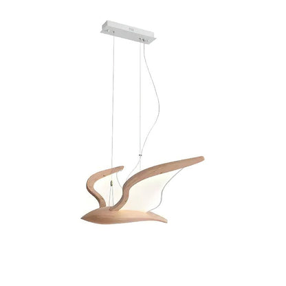Warbler Chandelier 1 Head: L 22’’ x W 32.8’’ x H 13’’ / Wood Color / Warm Light Chandelier