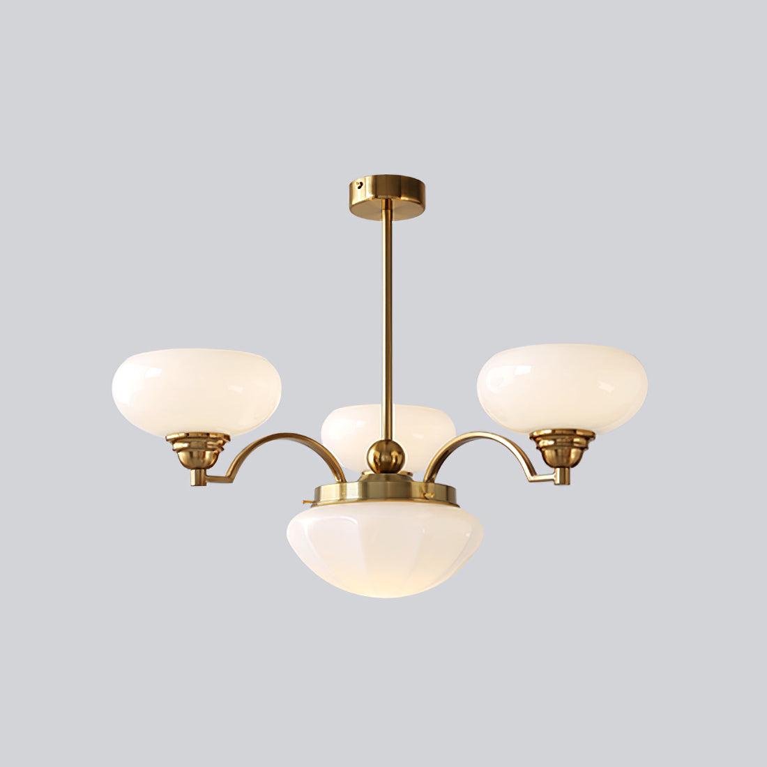 Warre Chandelier 4 heads Dia 26.5″ x H 11″ / Dia 70cm x H 28cm / Copper + White / Warm Light Chandelier