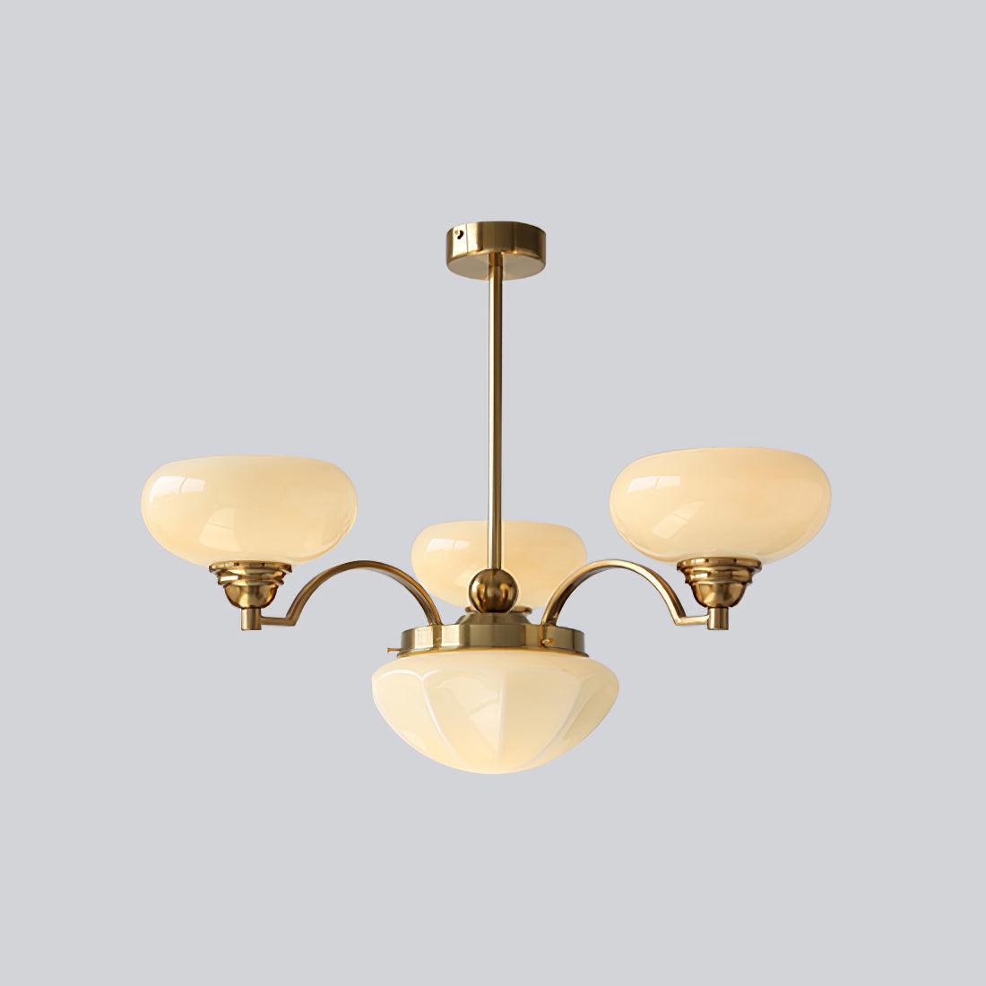 Warre Chandelier 4 heads Dia 26.5″ x H 11″ / Dia 70cm x H 28cm / Copper + Beige / Warm Light Chandelier