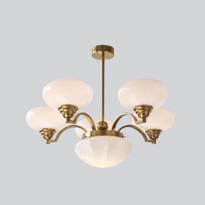 Warre Chandelier 6 heads Dia 26.5″ x H 11″ / Dia 70cm x H 28cm / Copper + White / Warm Light Chandelier