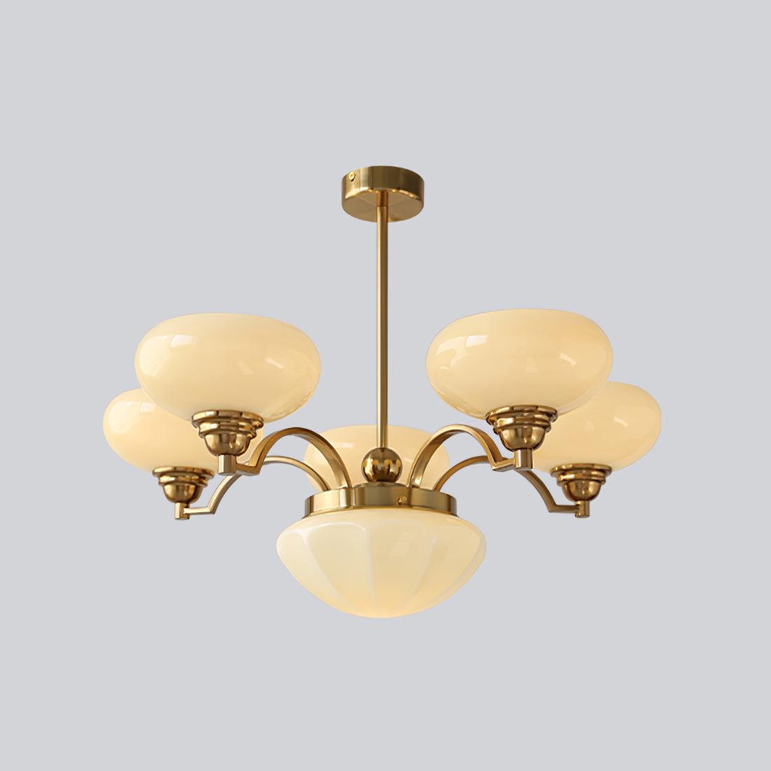 Warre Chandelier 6 heads Dia 26.5″ x H 11″ / Dia 70cm x H 28cm / Copper + Beige / Warm Light Chandelier