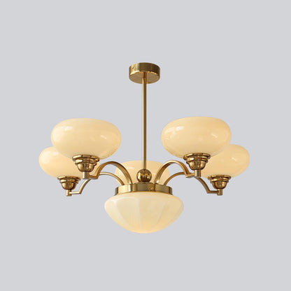 Warre Chandelier 6 heads Dia 26.5″ x H 11″ / Dia 70cm x H 28cm / Copper + Beige / Warm Light Chandelier