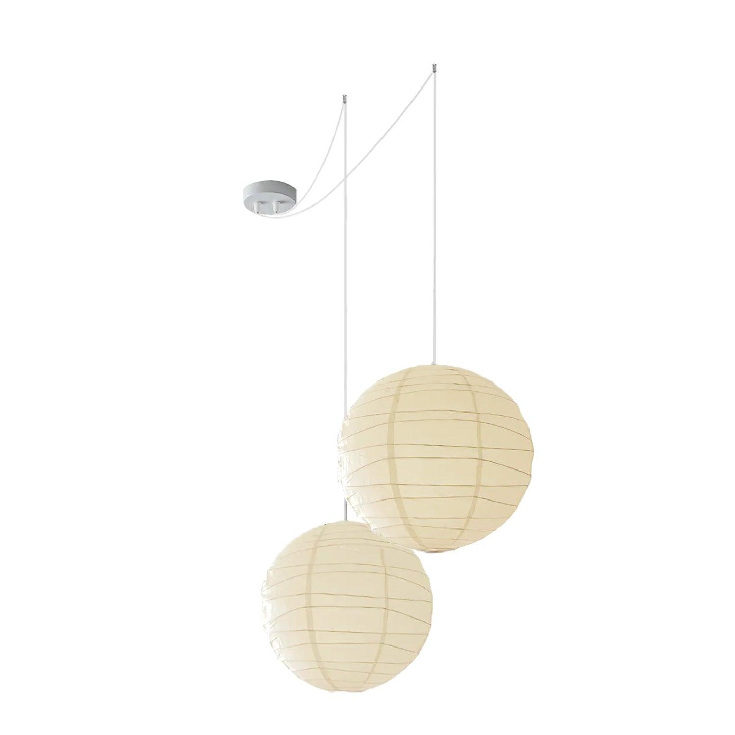 Washi Paper Pendant Lamp ? 11.8″ x ? 17.7″ / Dia 30cm + 45cm / White Pendant light