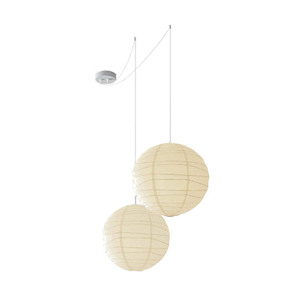 Washi Paper Pendant Lamp ? 11.8″ x ? 17.7″ / Dia 30cm + 45cm / White Pendant light