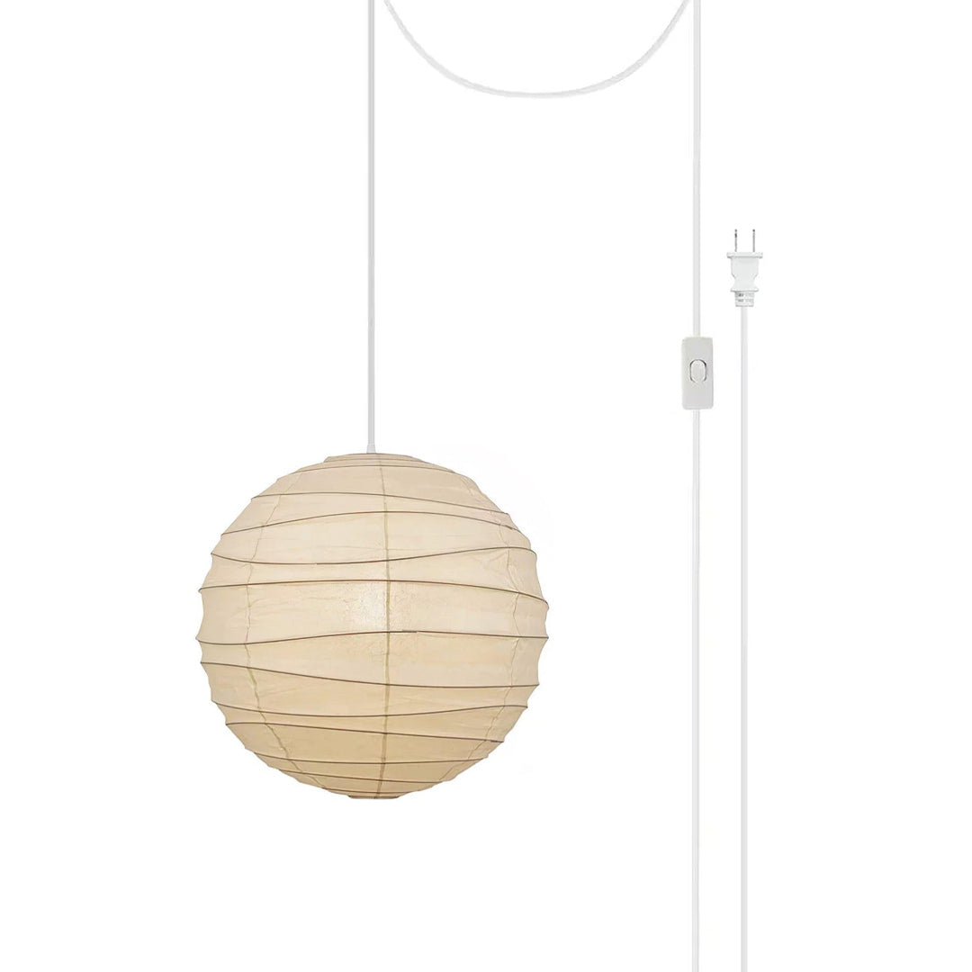 Washi Paper Pendant Swag Lamp Dia 11.8″ x H 11″ / Dia 30cm x H 28cm (1 hooks) / White / US Plug Pendant light