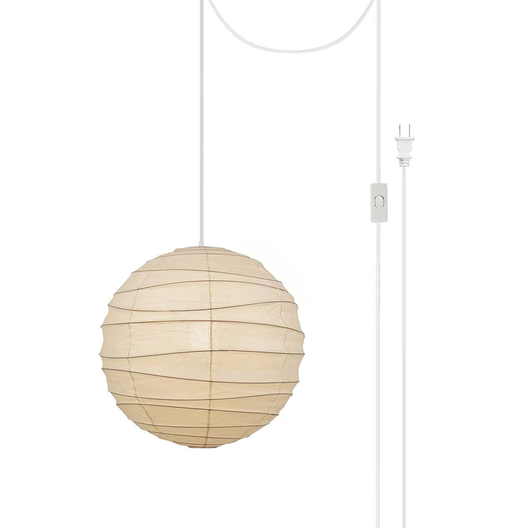 Washi Paper Pendant Swag Lamp Dia 17.7″ x H 16.5″ / Dia 45cm x H 42cm (1 hooks) / White / US Plug Pendant light
