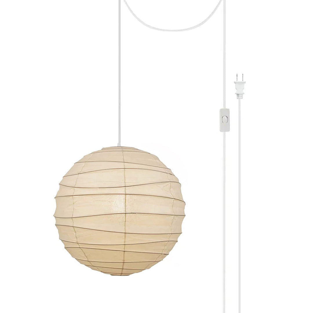 Washi Paper Pendant Swag Lamp Dia 21.7″ x H 20.4″ / Dia 55cm x H 52cm (1 hooks) / White / US Plug Pendant light
