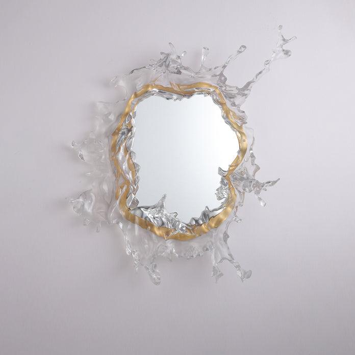 Water Drop Mirror Wall Lamp ? 17.7″ x H 17.7″ / Dia 45cm x H 45cm / Gold & Clear / Warm Light Wall lamp