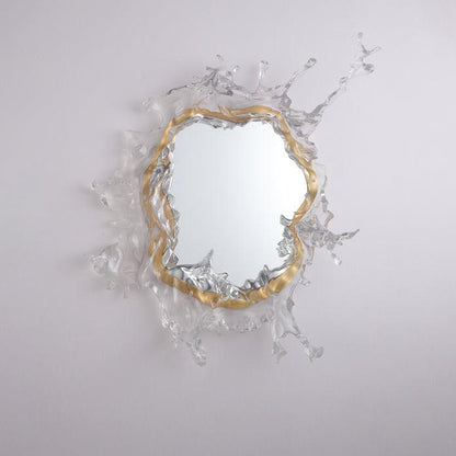 Water Drop Mirror Wall Lamp Dia 17.7″ x H 17.7″ / Dia 45cm x H 45cm / Gold & Clear / Warm Light Wall lamp