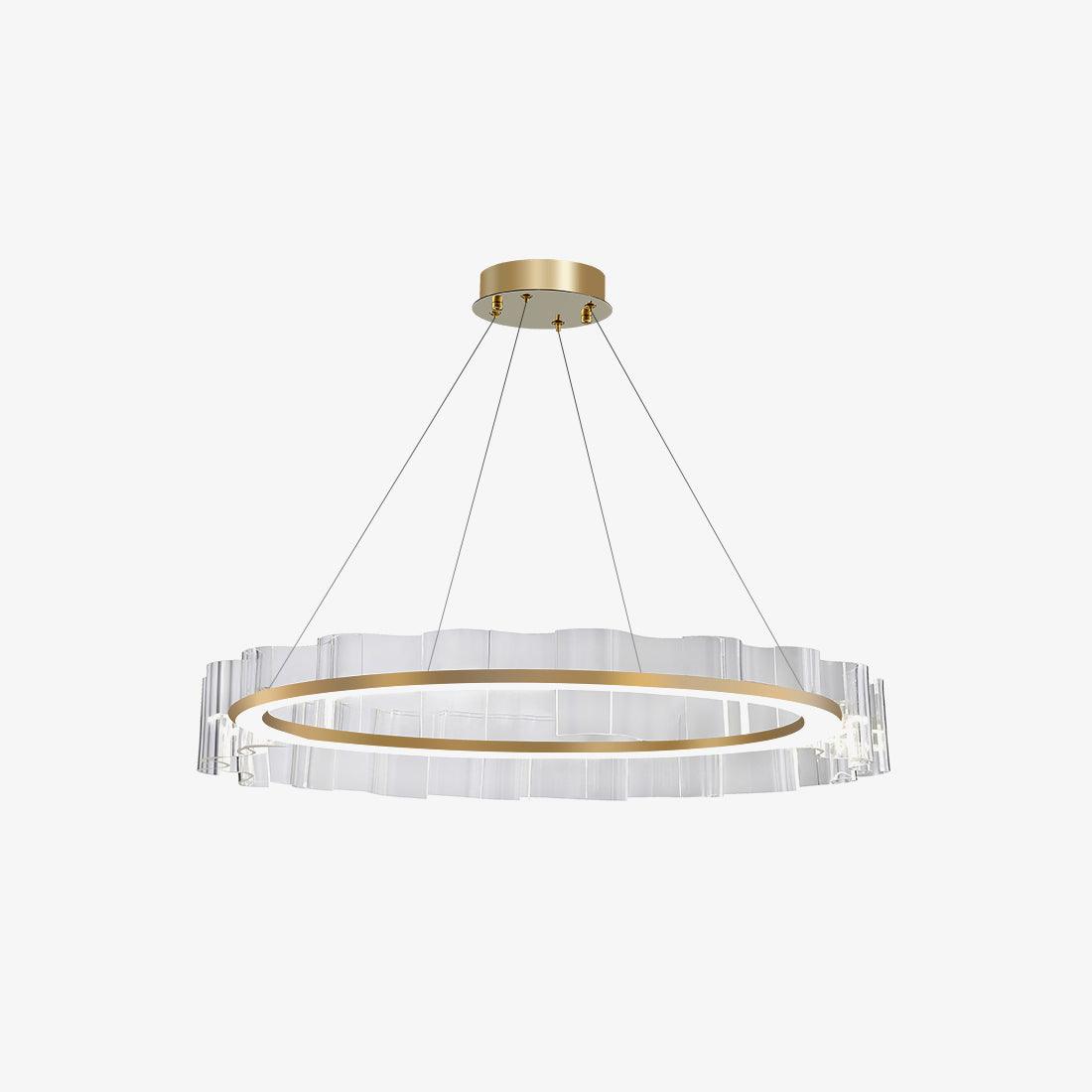 Water Wave Glass Chandelier ? 23.6″ x H 4.3″ / Dia 60cm x H 11cm / Gold + Clear / Warm Light Chandelier