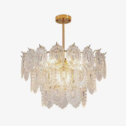 Wave Glass Chandelier Φ 19.7″ x H 11.8″ / Dia 50cm x H 30cm / Gold / Clear Chandelier