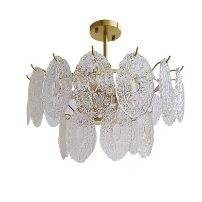 Wave Glass Chandelier Φ 15.7″ x H 9.8″ / Dia 40cm x H 25cm / Gold / Clear Chandelier