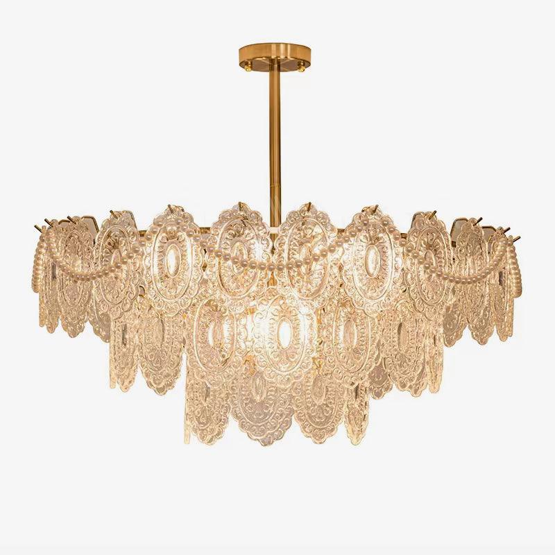 Wave Pearl Chandelier Φ 31.5″ x H 14.6″ / Dia 80cm x H 37cm / Gold / Clear Chandelier