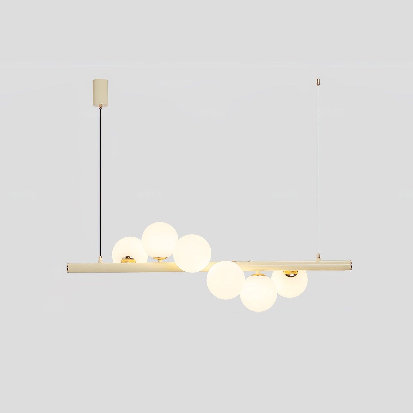 Wave Chandelier 6 heads L 35.4″ x H 11.8″ / L 90cm x H 30cm / Creamy yellow & White Chandelier