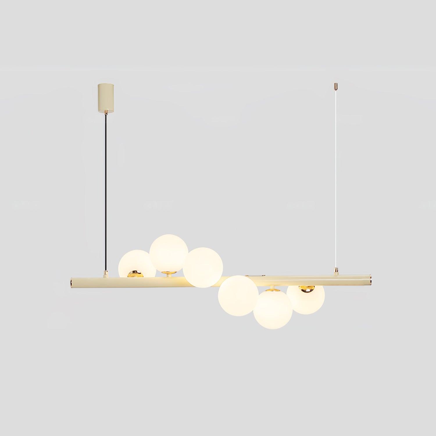 Wave Chandelier 6 heads L 35.4″ x H 11.8″ / L 90cm x H 30cm / Creamy yellow & White Chandelier