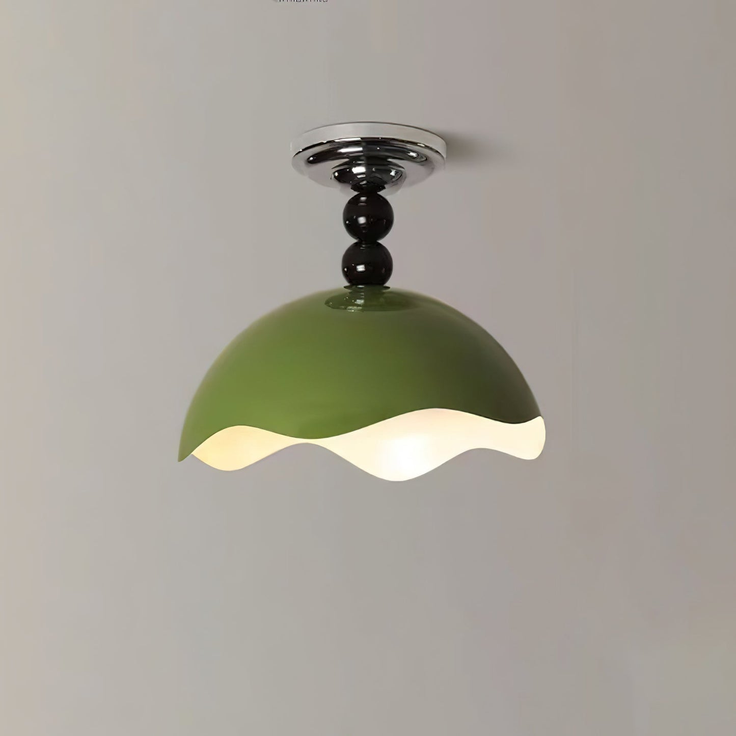 Wave Crest Ceiling Lamp Dia 11.8″ x H 13.8″ / Chrome & Green / Warm Light Ceiling lamp