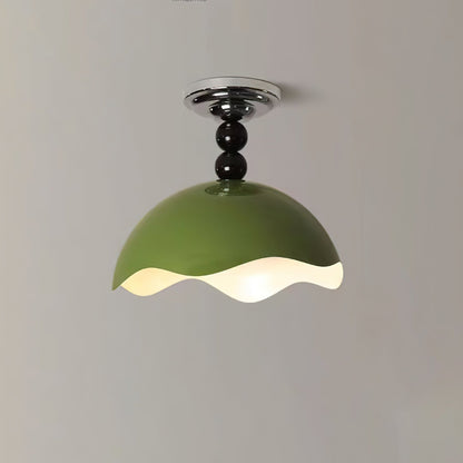 Wave Crest Ceiling Lamp Dia 11.8″ x H 13.8″ / Chrome & Green / Warm Light Ceiling lamp