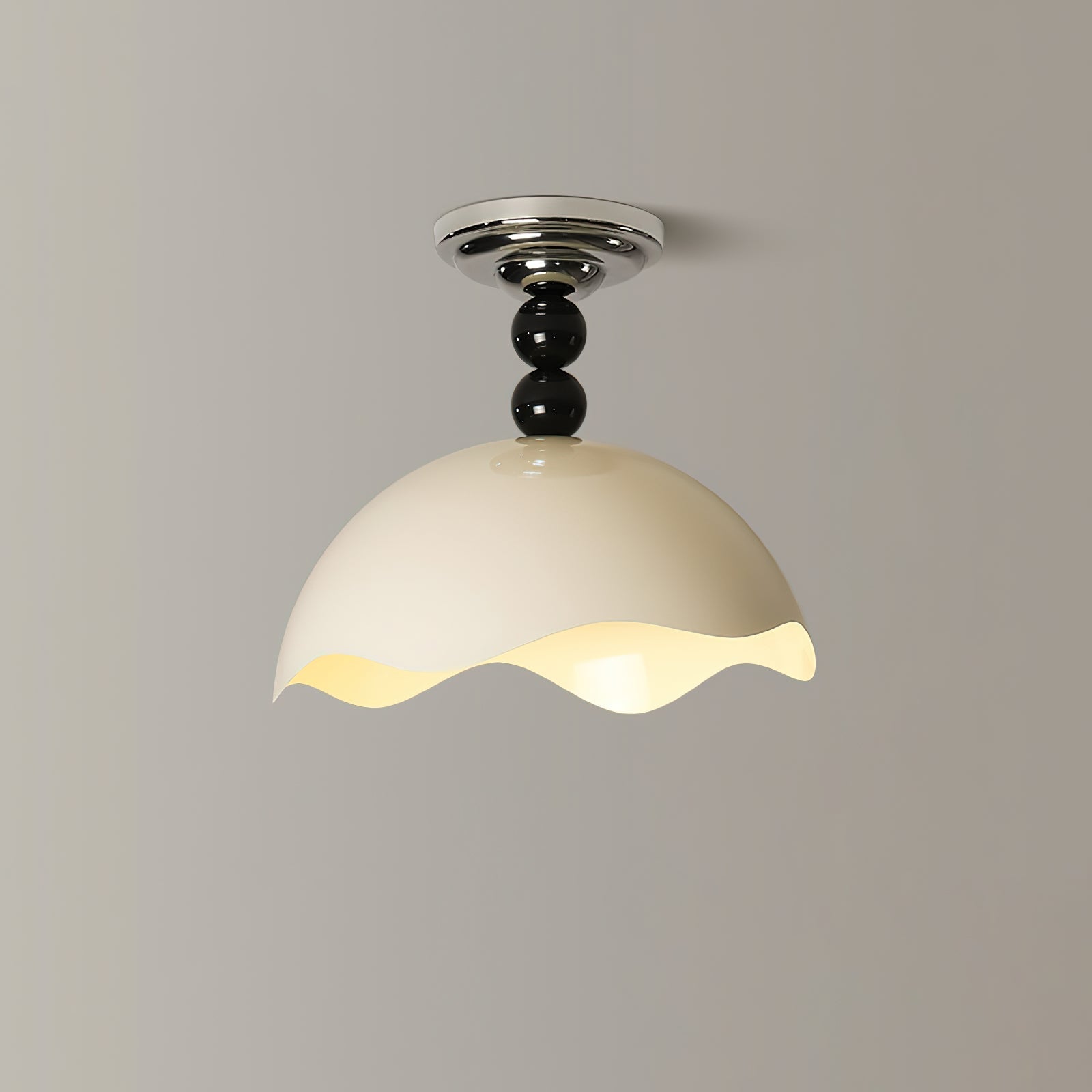 Wave Crest Ceiling Lamp Dia 11.8″ x H 13.8″ / Chrome & Beige / Warm Light Ceiling lamp