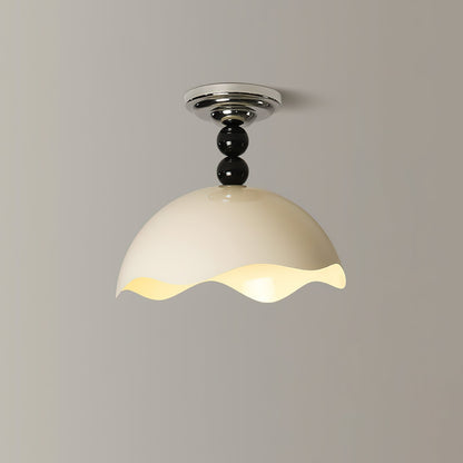 Wave Crest Ceiling Lamp Dia 11.8″ x H 13.8″ / Chrome & Beige / Warm Light Ceiling lamp