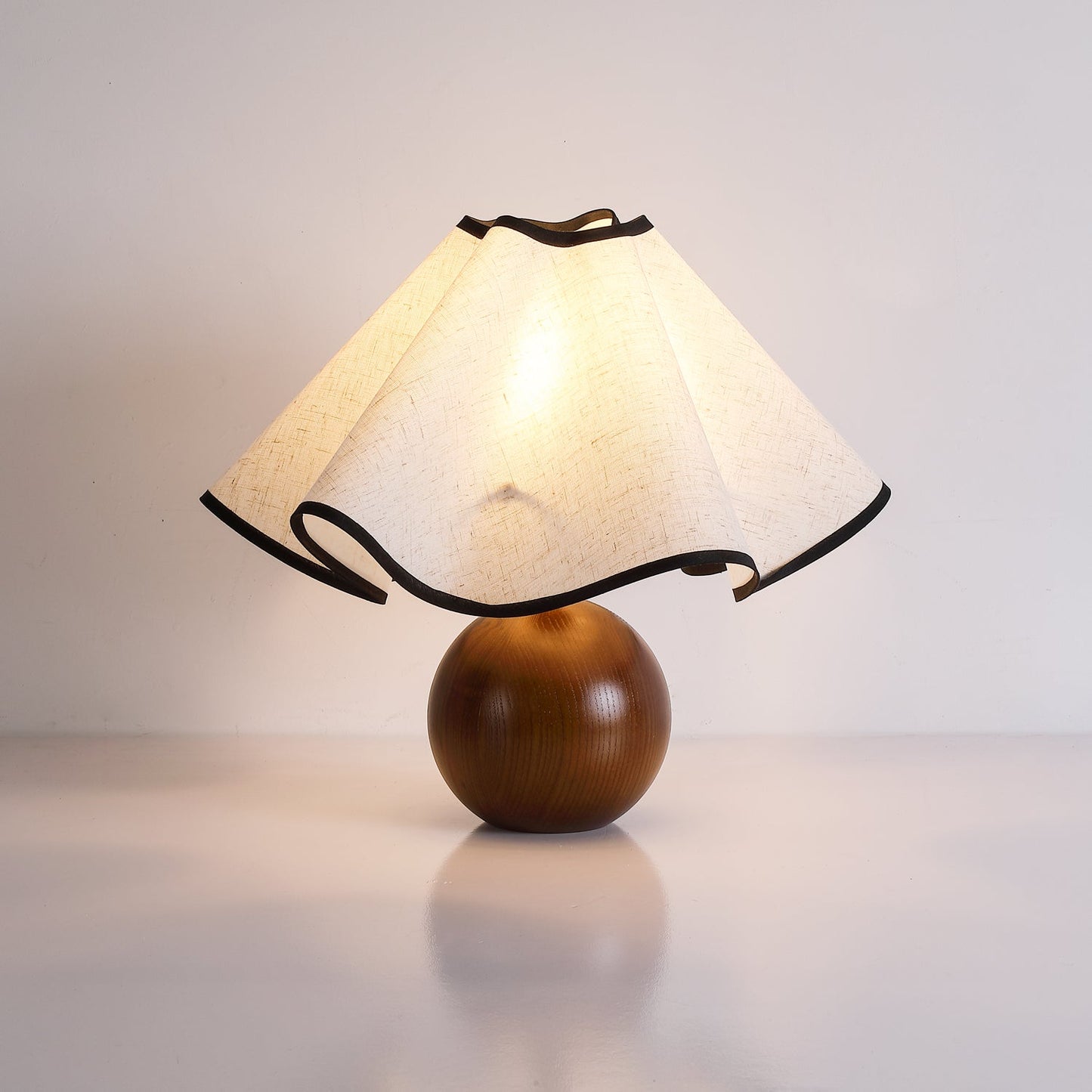 Wavecrest Table Lamp ? 15″ x H 12.6″ / Walnut Color & Linen color / US Plug Table lamp
