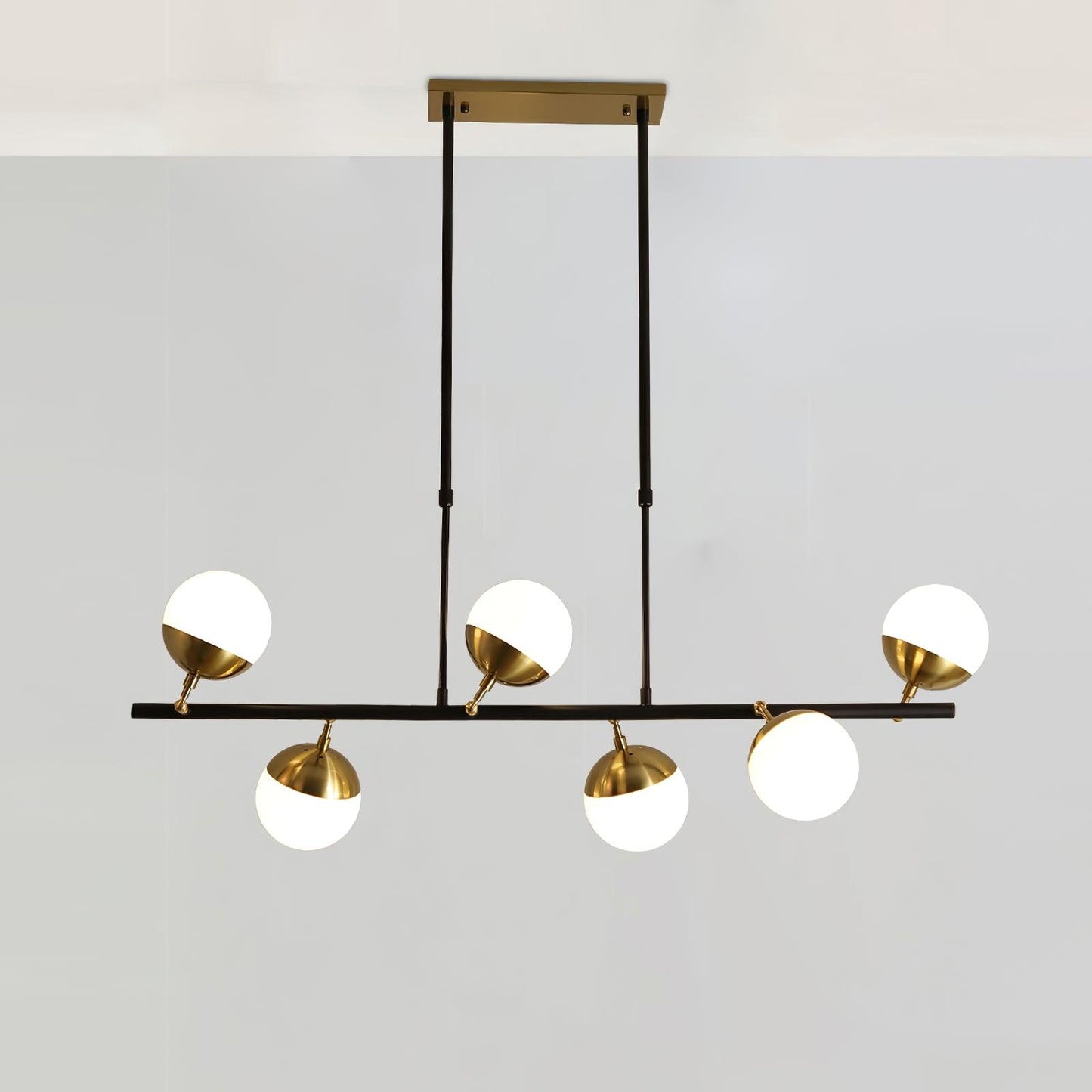 Waverly Restaurant Chandelier 6 Heads L 43.3″ x H 35.4″ / L 110cm x H 90cm / Gold & White Chandelier