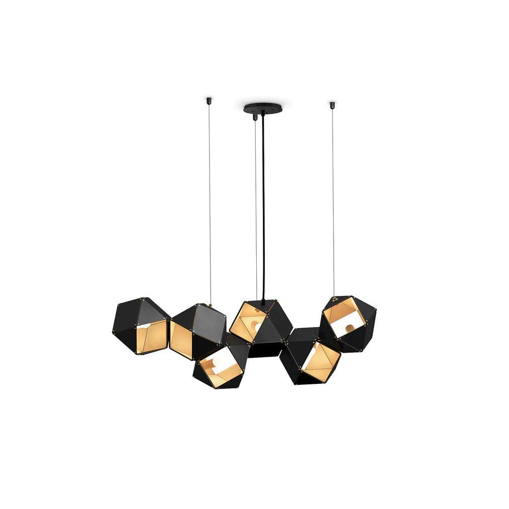 Welles Chandeliers 6 heads L 35.4″ x H 13.8″ / L 90cm x H 35cm / Black Chandelier