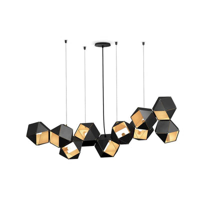 Welles Chandeliers 10 heads L 63″ x H 13.8″ / L 160cm x H 35cm / Black Chandelier