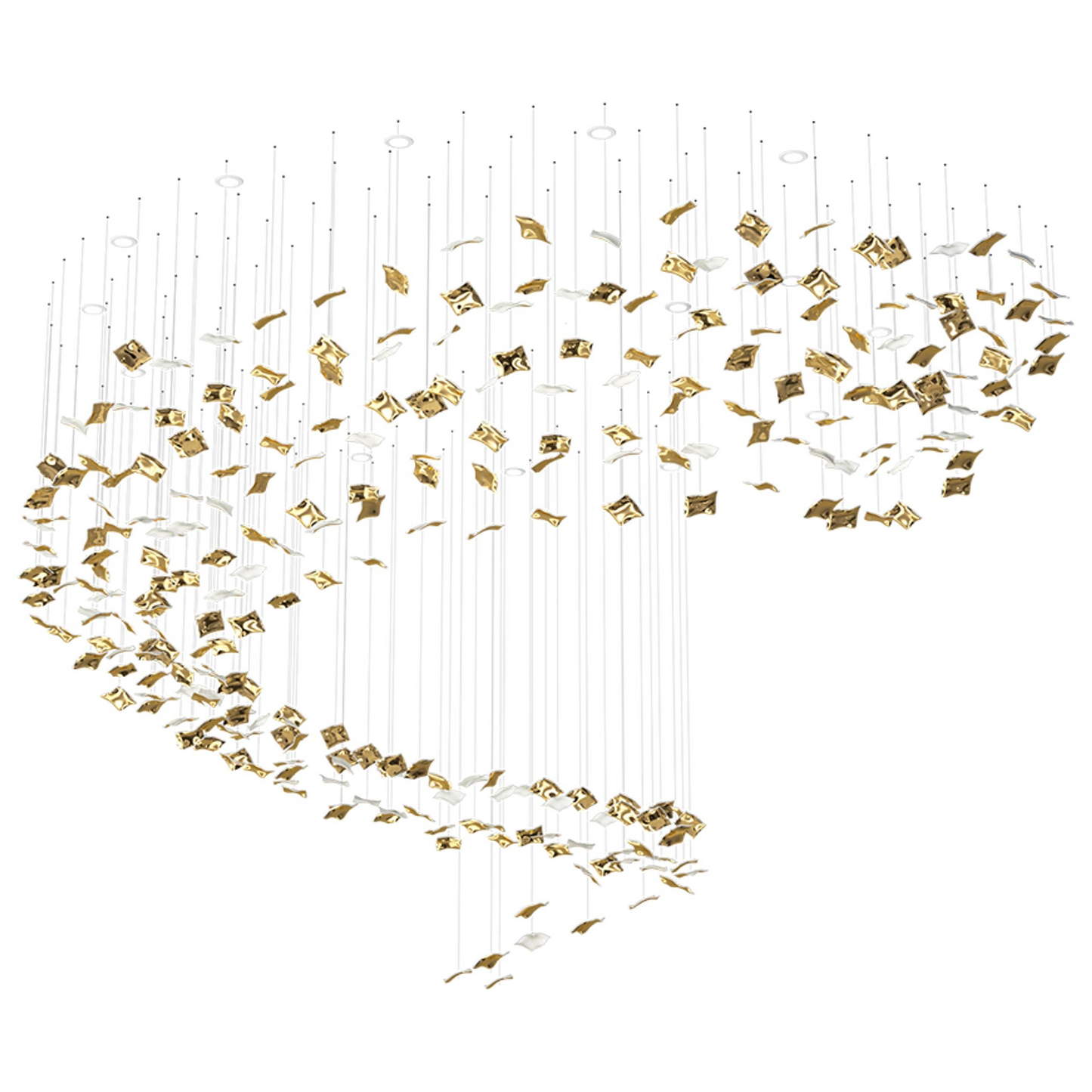 Whispering Kerchiefs Chandelier Support Customized Drawings / Gold & Silver / Warm Light Chandelier