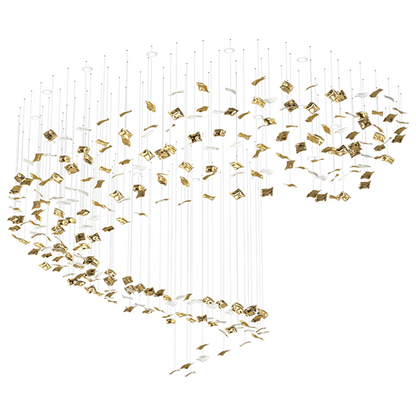 Whispering Kerchiefs Chandelier Support Customized Drawings / Gold & Silver / Warm Light Chandelier