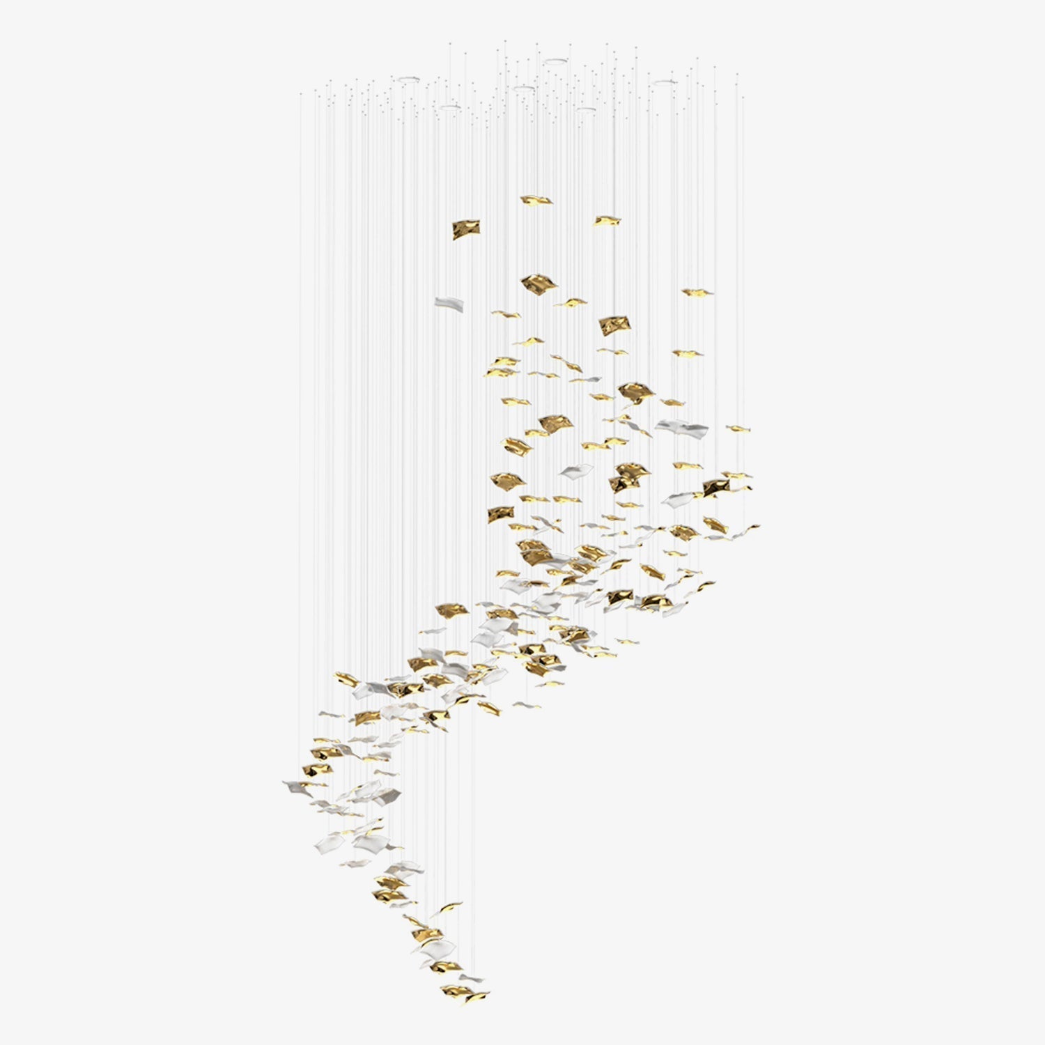 Whispering Kerchiefs Chandelier ? 51.2″ x H 98.4″ / Gold & Silver / Warm Light Chandelier