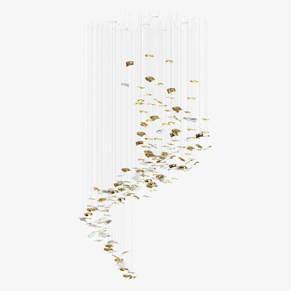 Whispering Kerchiefs Chandelier ? 51.2″ x H 98.4″ / Gold & Silver / Warm Light Chandelier