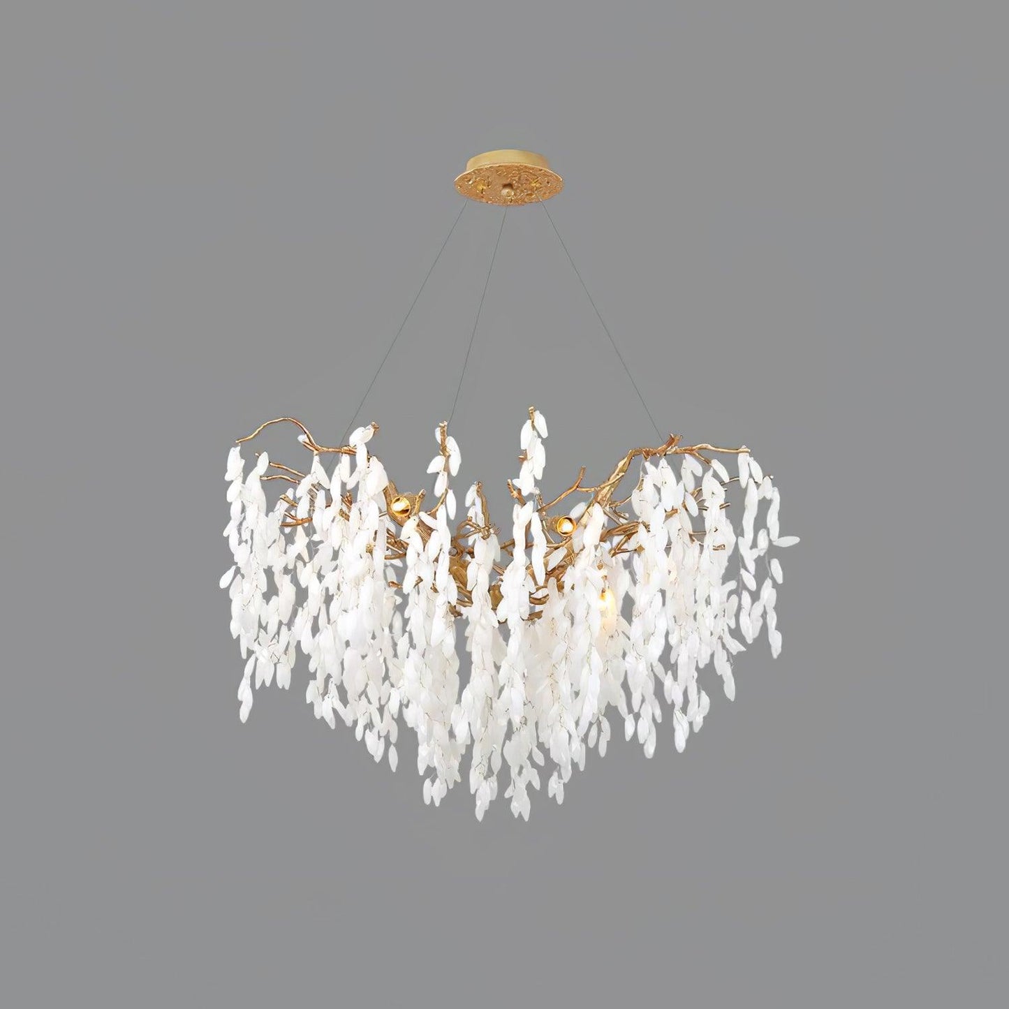 White Jade Branch Brass Chandelier ? 23.6″ x H 19.7″ / Dia 60cm x H 50cm / Brass & White Chandelier