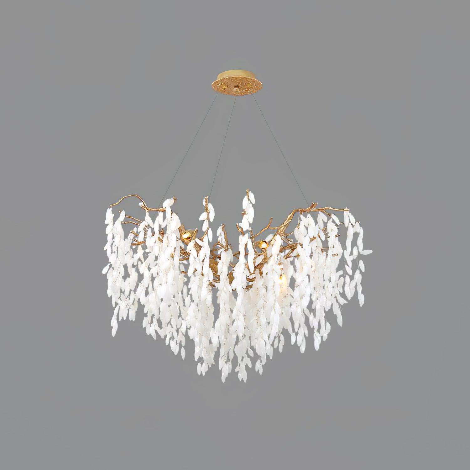 White Jade Branch Brass Chandelier ? 23.6″ x H 19.7″ / Dia 60cm x H 50cm / Brass & White Chandelier