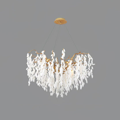 White Jade Branch Brass Chandelier ? 23.6″ x H 19.7″ / Dia 60cm x H 50cm / Brass & White Chandelier