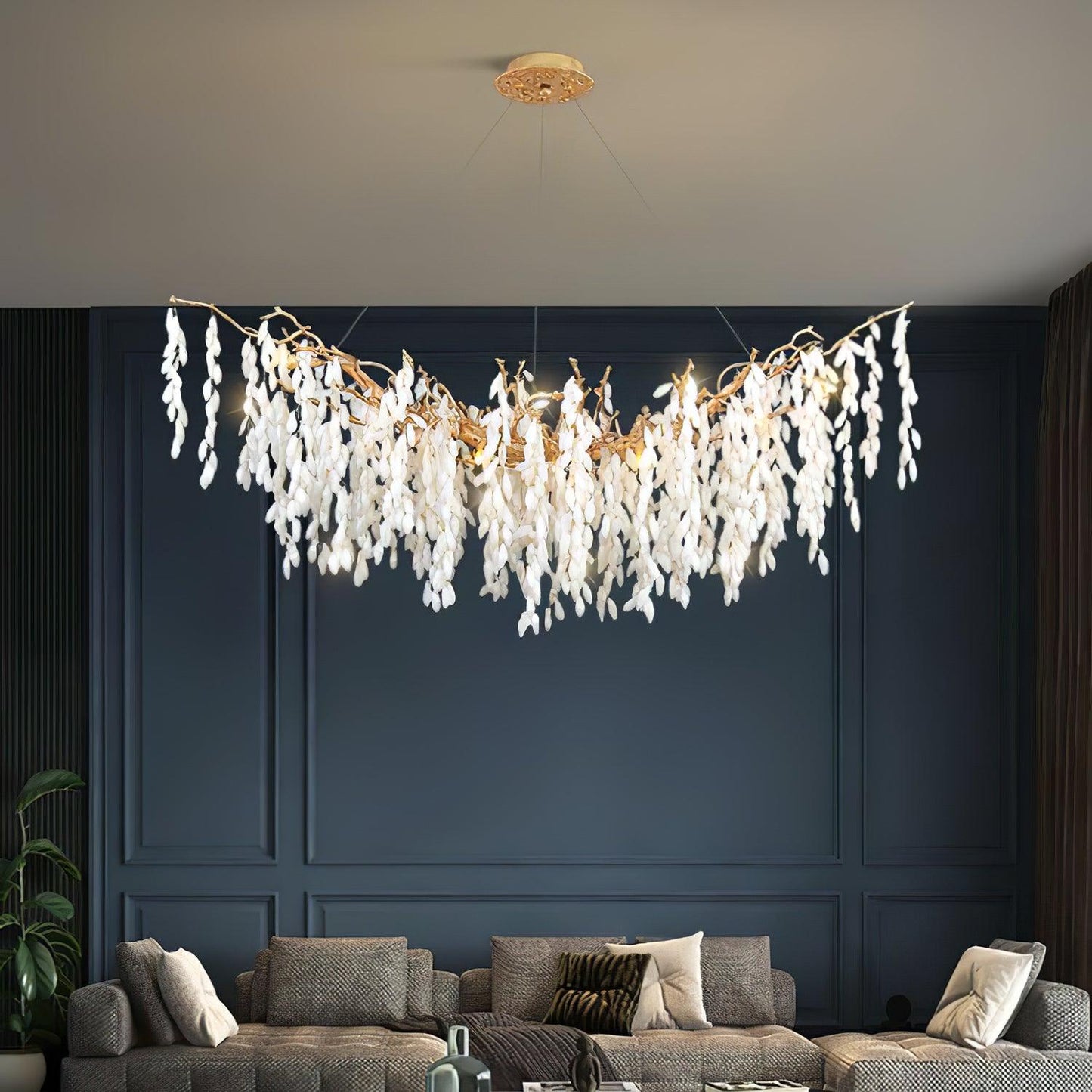 White Jade Branch Brass Chandelier Chandelier