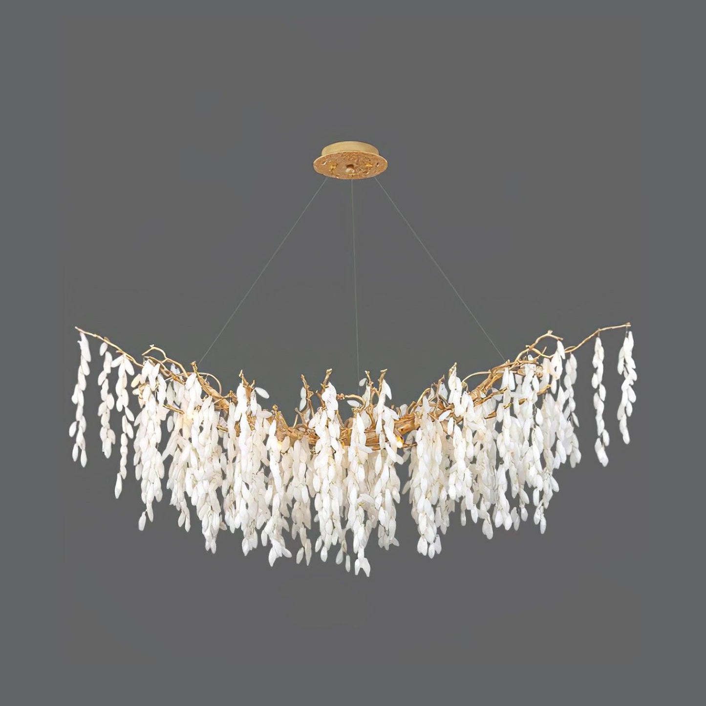 White Jade Branch Brass Chandelier ? 47.2″ x W 17.7″ x H 17.7″ / Dia 120cm x W 45cm x H 45cm / Brass & White Chandelier