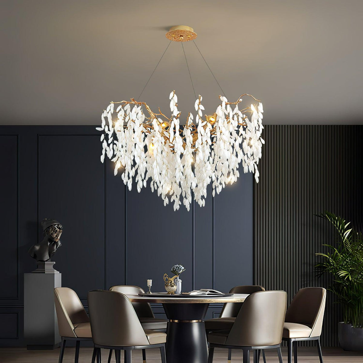 White Jade Branch Brass Chandelier Chandelier