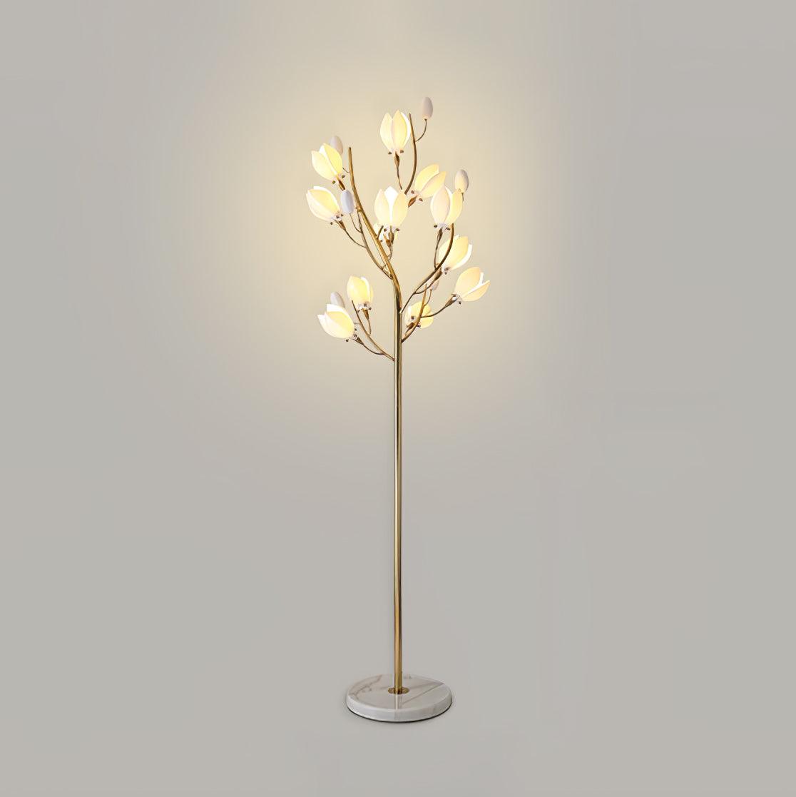 Porcelain Magnolia Floor Lamp Dia 22.8″ x H 68.9″ / Dia 58cm x H 175cm / Gold & White Ceramic / US Plug Floor lamp