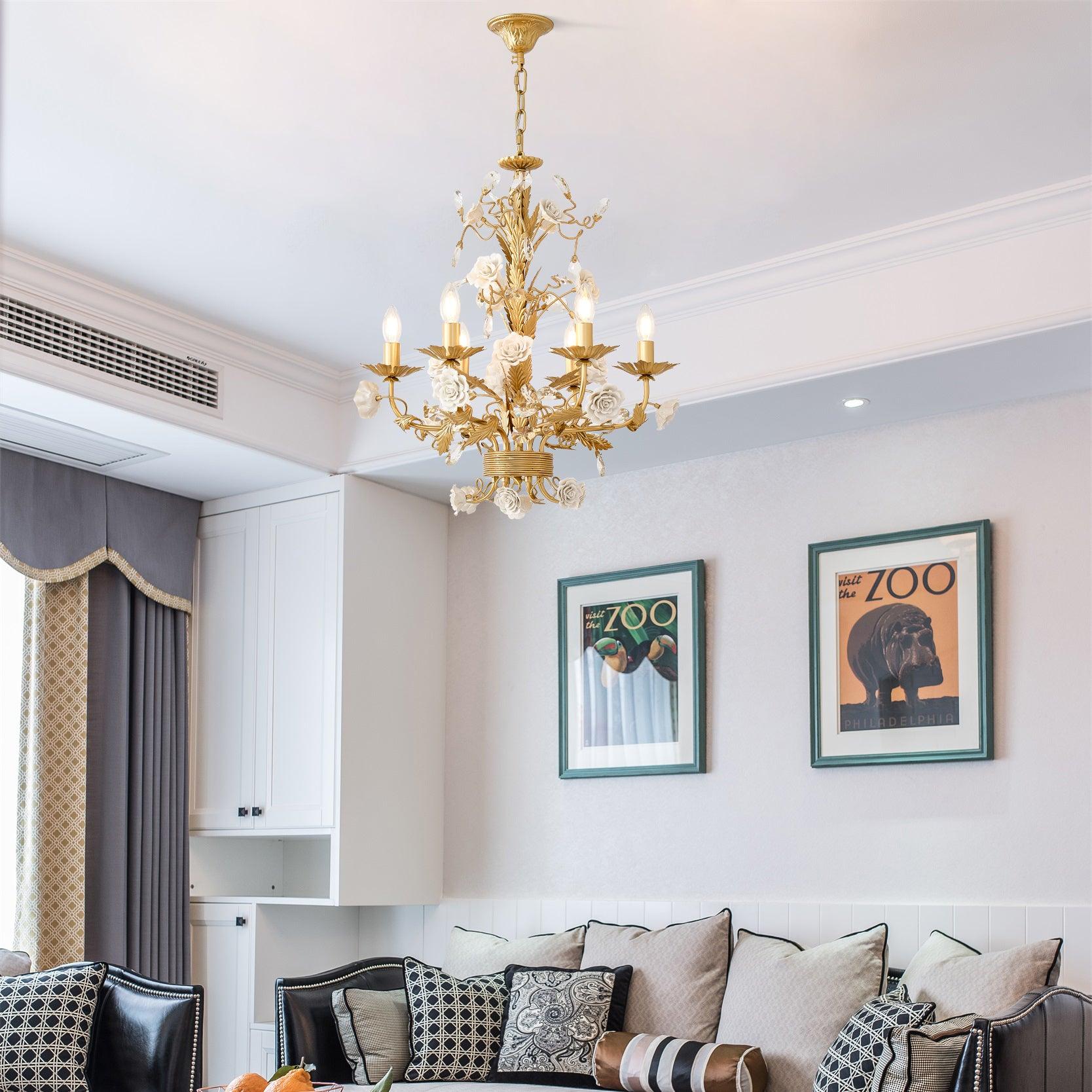 White Rose Crystal Chandelier Chandelier