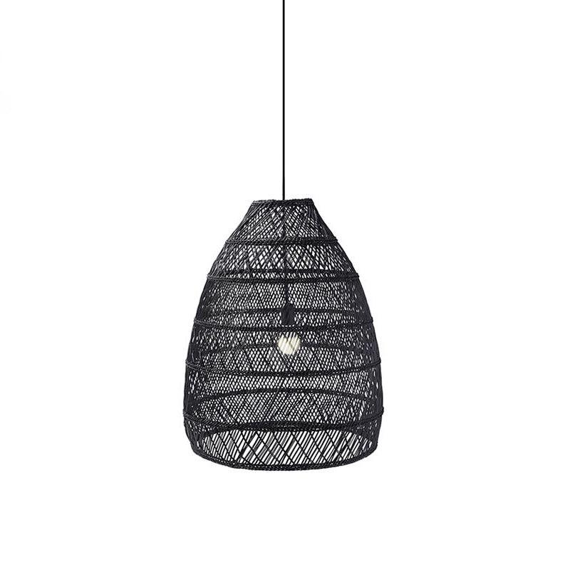 Wicker Pendant Lamp ? 15.8″ x H 22.8″ / Dia 40cm x H 58cm / Black rattan Pendant light
