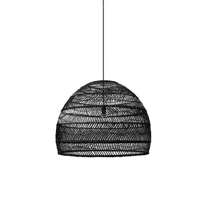 Wicker Pendant Lamp ? 15.8″ x H 13.8″ / Dia 40cm x H 35cm / Black rattan Pendant light
