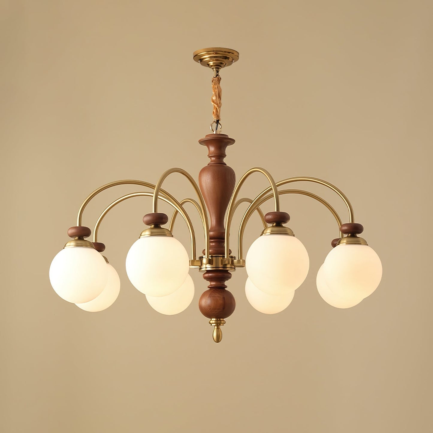 Windsor Classic Chandelier 8 Heads Dia 36.2″ x H 21.7″ / Dia 92cm x H 55cm / Walnut Color & Gold Chandelier