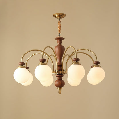 Windsor Classic Chandelier 8 Heads Dia 36.2″ x H 21.7″ / Dia 92cm x H 55cm / Walnut Color & Gold Chandelier
