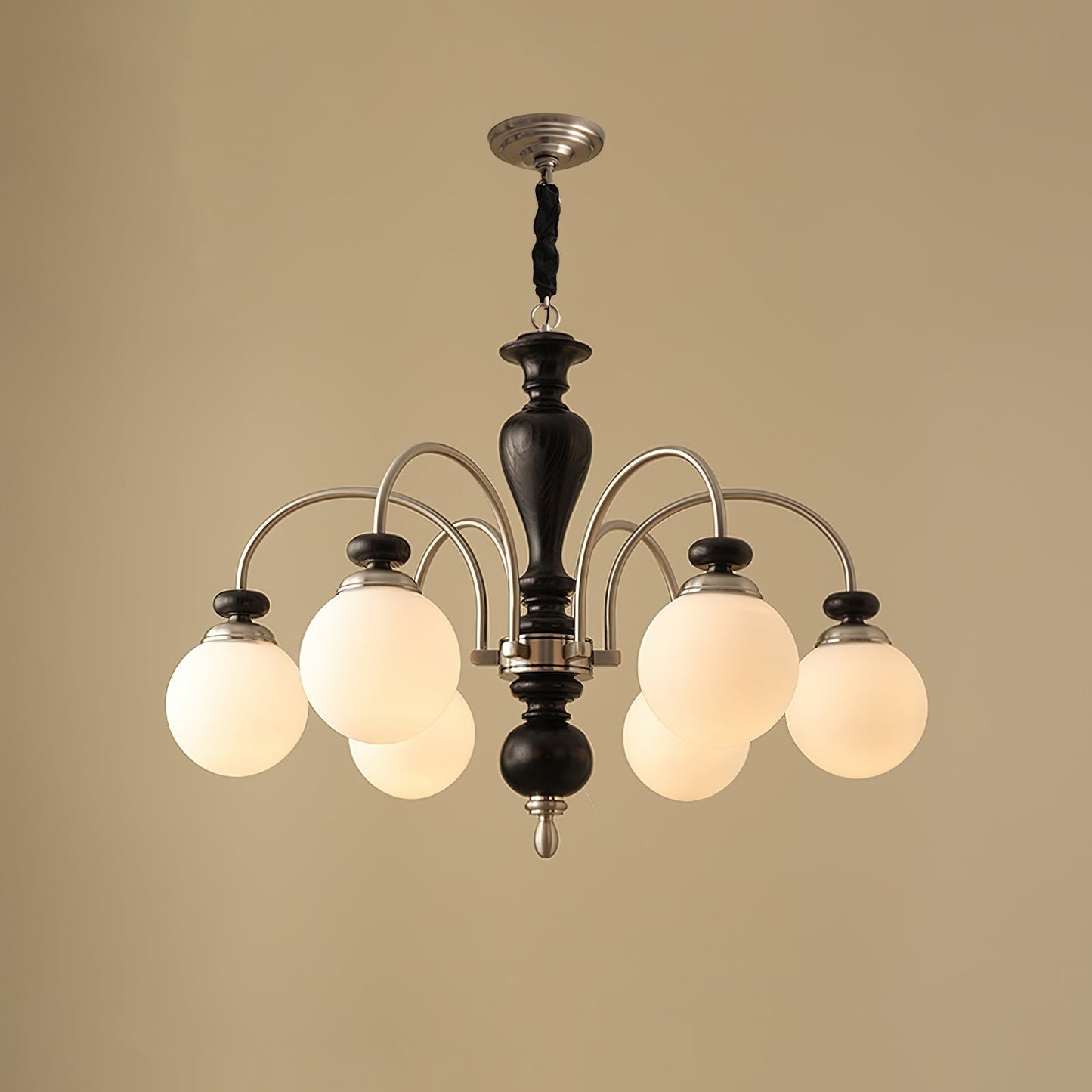 Windsor Classic Chandelier 6 Heads Dia 31.5″ x H 21.7″ / Dia 80cm x H 55cm / Black & Chrome Chandelier