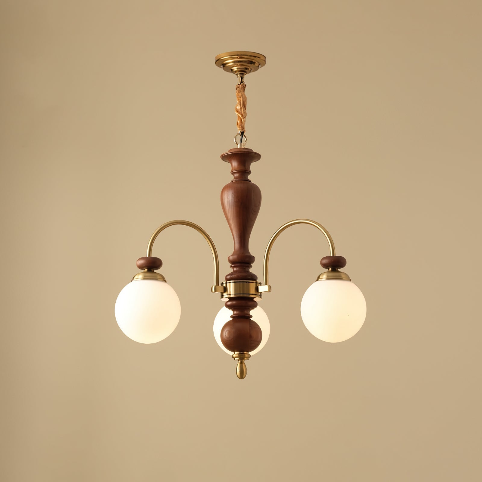 Windsor Classic Chandelier 3 Heads Dia 25.2″ x H 21.7″ / Dia 64cm x H 55cm / Walnut Color & Gold Chandelier