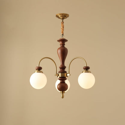 Windsor Classic Chandelier 3 Heads Dia 25.2″ x H 21.7″ / Dia 64cm x H 55cm / Walnut Color & Gold Chandelier