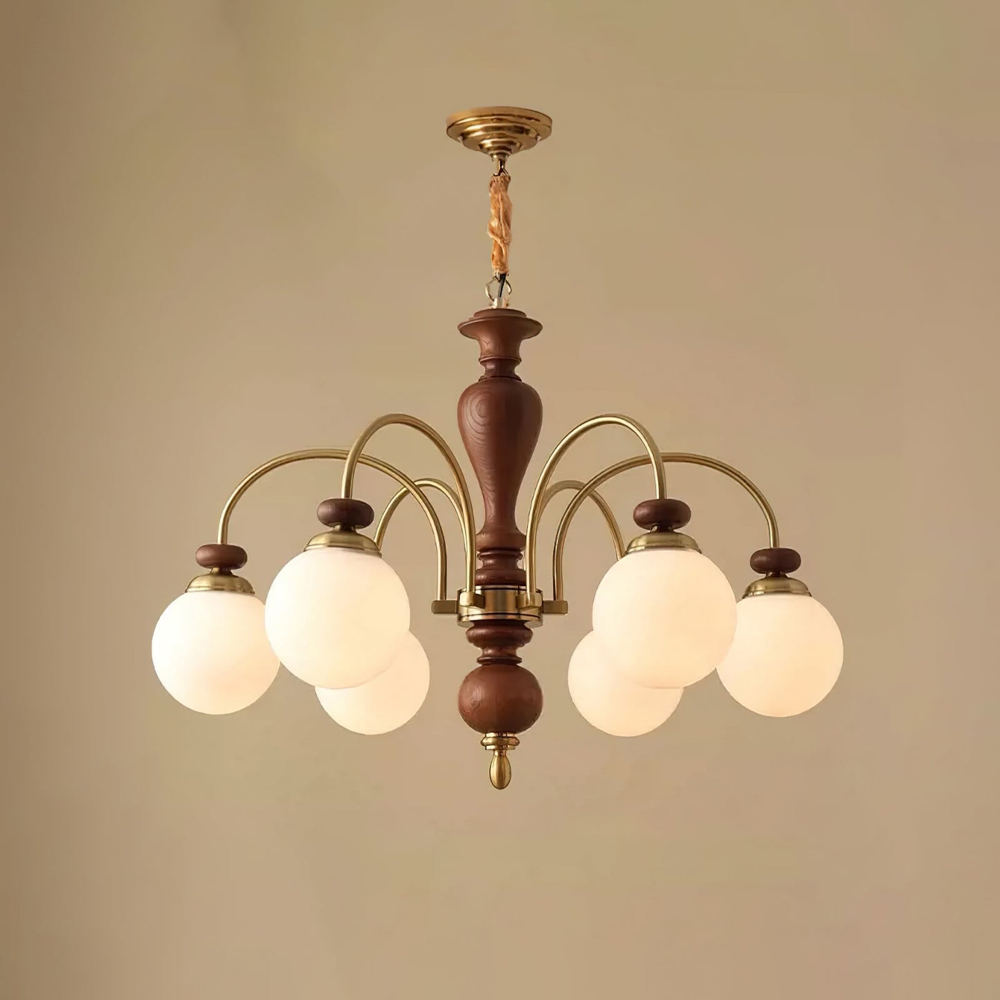 Windsor Classic Chandelier 6 Heads Dia 31.5″ x H 21.7″ / Dia 80cm x H 55cm / Walnut Color & Gold Chandelier