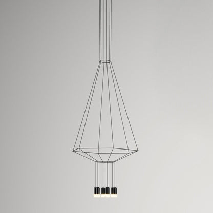 Geometric Lines Pendant Lamp 6 heads Hexagonal ? 21.7″ x H 78.7″ / Dia 55cm x H200cm / Black Chandelier