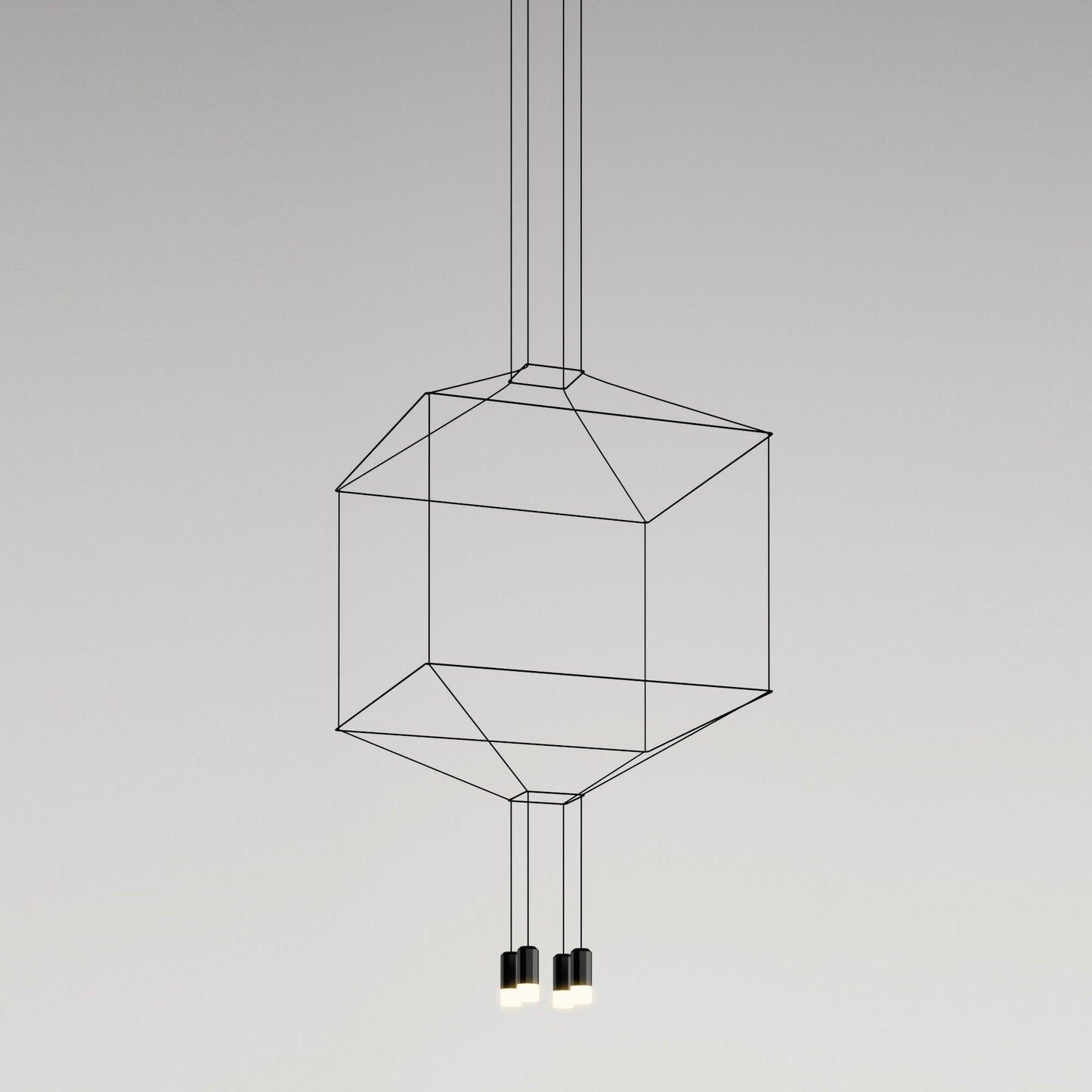 Geometric Lines Pendant Lamp 4 heads Square ? 17.7″ x H 78.7″ / Dia 45cm x H200cm / Black Chandelier