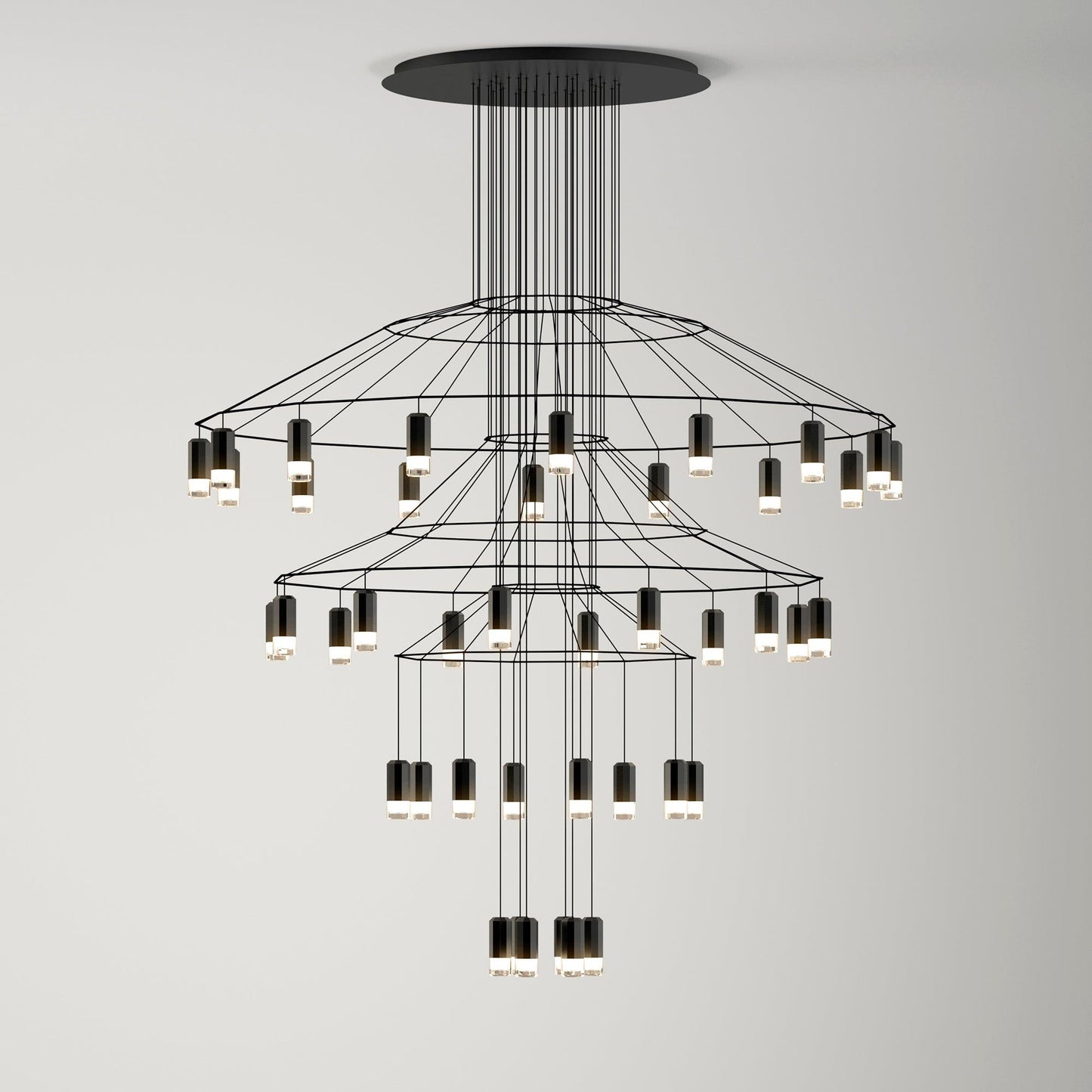 Lines Chandelier 46heads ? 59.1″ x H 78.7″ / Dia 150cm x H 200cm / Black Chandelier